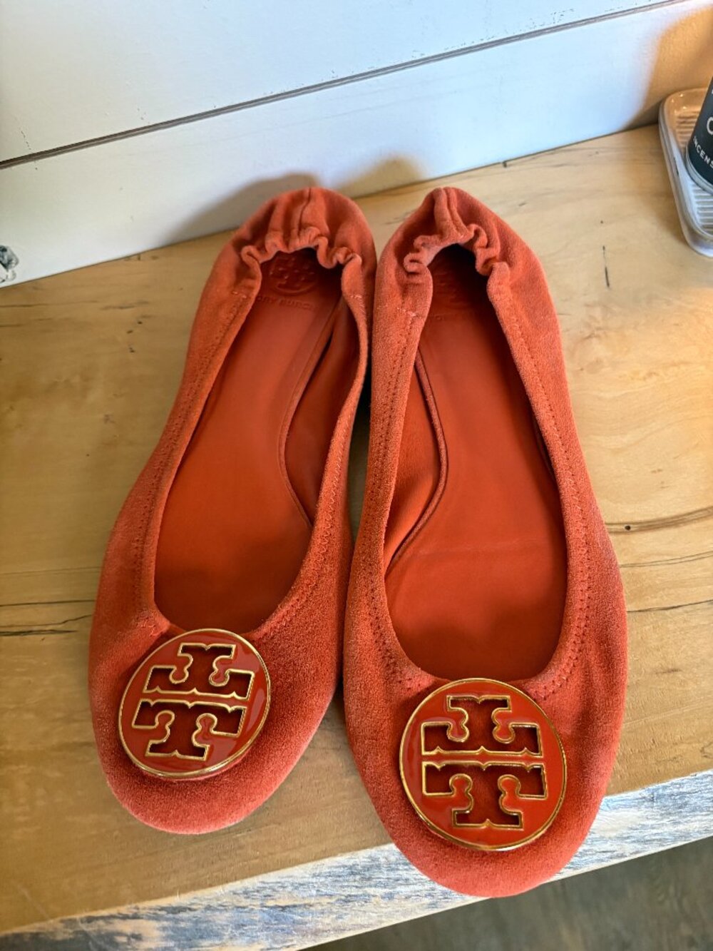 Tory Burch Reva Ballet Flats – Burnt Orange Suede – Size 9